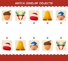 matcha liknande tecknad jul. matchande spel. pedagogiskt spel för barn och småbarn i förskoleåldern vektor