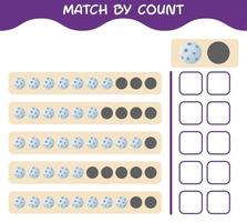 Abgleich nach Zählung des Cartoon-Monds. Match-and-Count-Spiel. Lernspiel für Kinder und Kleinkinder im Vorschulalter vektor
