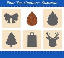 Finden Sie die richtigen Schatten von Tannenzapfen. Such- und Zuordnungsspiel. Lernspiel für Kinder und Kleinkinder im Vorschulalter vektor