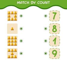 Übereinstimmung durch Anzahl der Cartoon-Glocke. Match-and-Count-Spiel. Lernspiel für Kinder und Kleinkinder im Vorschulalter vektor