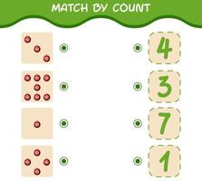 Übereinstimmung durch Zählung der Cartoon-Weihnachtsverzierung. Match-and-Count-Spiel. Lernspiel für Kinder und Kleinkinder im Vorschulalter vektor