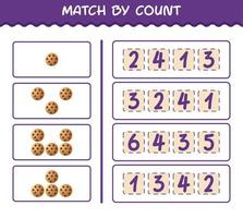 matcha efter antal tecknade kakor. match och räkna spel. pedagogiskt spel för barn och småbarn i förskoleåldern vektor