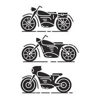 eine reihe von symbolen schwarze silhouette motorräder eine flache linie kunststil ein vector.isolated auf weißem hintergrund.symbol für eine mobile anwendung oder website. vektor