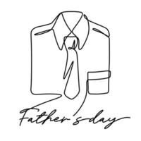 glad fars dag gåva slips och skjorta linjekonst vektor