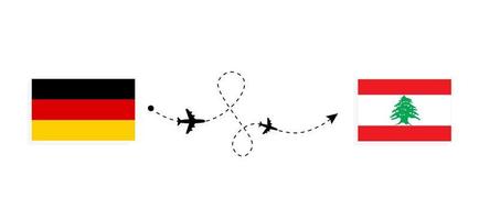 Flug und Reise von Deutschland in den Libanon mit dem Reisekonzept des Passagierflugzeugs vektor