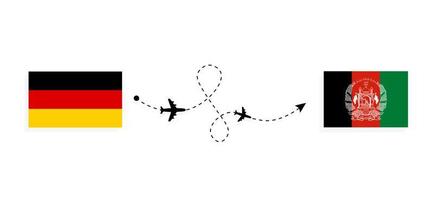 flyg och resor från Tyskland till Afghanistan med passagerarflygplan vektor