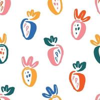 nahtloses muster mit erdbeere gezeichnet durch pinsel. süße und lustige textur für papier, stoff und druck. Pastellhintergrund mit Beeren vektor