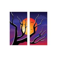 twilight vektor med siluett av trädgrenar och solnedgång för inredning