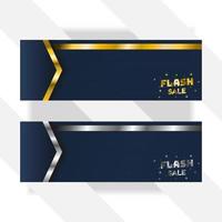 flash försäljning banner bakgrund med guld och silver färggradient, lyx bakgrund vektor