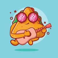 cooles Dreieck-Sandwich-Essen-Charakter-Maskottchen, das Gitarre spielt, isolierter Cartoon im flachen Design