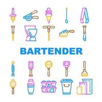bartender tillbehör samling ikoner set vektor