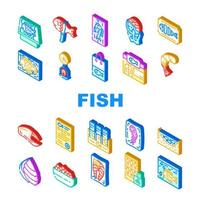 fiskmarknad produkt samling ikoner set vektor