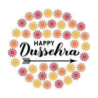 glad dussehra hand bokstäver med pil. traditionell indisk semester vektorillustration. lätt att redigera mall för gratulationskort, typografiaffisch, banderoll, flygblad, inbjudan, etc. vektor