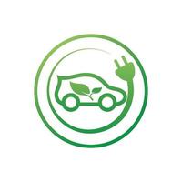 Öko-Auto und elektrisches grünes Auto-Technologie-Symbol-Logo-Vektor. vektor