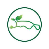 Öko-Auto und elektrisches grünes Auto-Technologie-Symbol-Logo-Vektor. vektor
