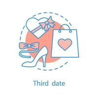 tredje datum koncept ikon. romantiska relationer idé tunn linje illustration. alla hjärtans dag present. vektor isolerade konturritning