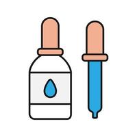 Farbsymbol für Augentropfen und Pipette. Medizin. flüssige Flasche. isolierte vektorillustration