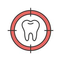 Zielen Sie auf das Symbol für die Zahnfarbe. Gefahr für die Zahngesundheit. isolierte Vektorillustration vektor