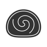 Swiss Roll Glyphen-Symbol. Biskuitkuchen. Biskuitrolle. Silhouettensymbol. negativer Raum. vektor isolierte illustration