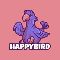 happy bird logotyp maskot tecknad vektor