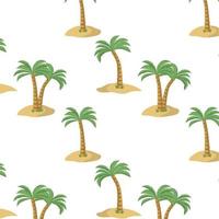 tecknade tropiska palmer på sandön. vektor seamless mönster. isolerad på vit bakgrund. blommönster för tapeter, textil, tryck.