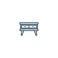 Symbol für die Linie der Schreibtischtischmöbel. Lineares Zeichen für mobiles Konzept und Webdesign. Schreibtisch, Tisch, Möbel, Umriss, Vektor, Symbol. Symbol, Logoabbildung. Vektorgrafik