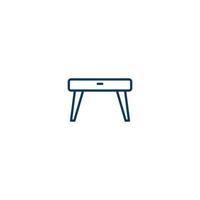 Symbol für die Linie der Schreibtischtischmöbel. Lineares Zeichen für mobiles Konzept und Webdesign. Schreibtisch, Tisch, Möbel, Umriss, Vektor, Symbol. Symbol, Logoabbildung. Vektorgrafik vektor