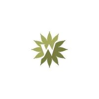 abstrakt initial bokstav w i grön färg isolerad i vit bakgrund tillämpad för cbd eller marijuana produkttjänster logotyp också lämplig för varumärken eller företag som har initialt namn w eller ww vektor