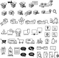 Geschäftssymbole festgelegt. ikonen für geschäft, logistiktransport vektor