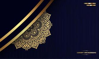 luxushintergrund, goldfarbenes mandala-ornamentliniendesign, isoliert auf dunkelblauem hintergrund, hochzeitskarte, einladung, islamisches ramadan-konzept, banner-cover-hintergrund usw., vektorillustration vektor