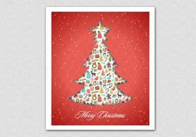 Red Patterned Christmas Tree Vector Background