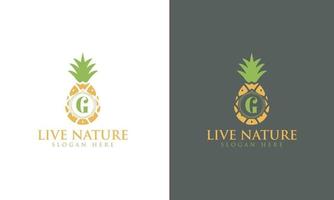 ananas minimalistisk bokstav g logotyp design vektor