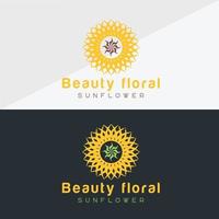 Sonnenblumen-Logo und Sonne-Icon-Vektor-Design-Vorlage. vektor