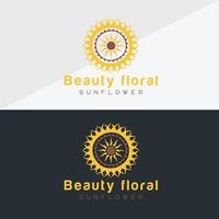 Sonnenblumen-Logo und Sonne-Icon-Vektor-Design-Vorlage. vektor