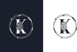 bokstaven k minimalistisk blommig logotyp designmall vektor