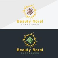 Sonnenblumen-Logo und Sonne-Icon-Vektor-Design-Vorlage. vektor