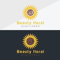 Sonnenblumen-Logo und Sonne-Icon-Vektor-Design-Vorlage. vektor