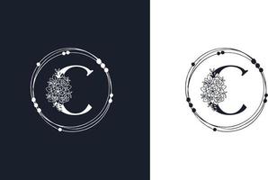 bokstaven c minimalistisk blommig logotyp designmall vektor