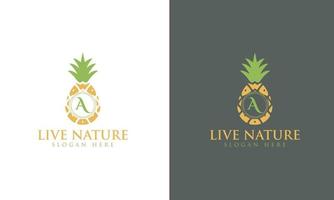 Ananas-Symbol minimalistischer Buchstabe ein Logo-Design-Vektor vektor