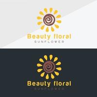 Sonnenblumen-Logo und Sonne-Icon-Vektor-Design-Vorlage. vektor