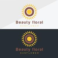 Sonnenblumen-Logo und Sonne-Icon-Vektor-Design-Vorlage. vektor