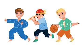 pojkar barn spelar och tränar sport spel vektor