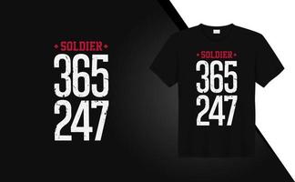 Soldat 365 247 Vintage-Grunge-Armee-T-Shirt-Design für T-Shirt-Druck, Kleidungsmode, Poster, Wandkunst. Tigermuster-Vektorillustrationskunst für T-Shirt. vektor