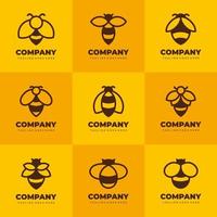 Bienenmonogramm-Logo für Firmenkollektion mit gelbem Hintergrund vektor