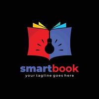Buch mit Bulp-Logo für Alphabetisierung und moderne Bibliotheksidee vektor