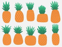 vektor illustration uppsättning söt ananas