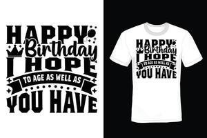 födelsedag t-shirt design, vintage, typografi vektor