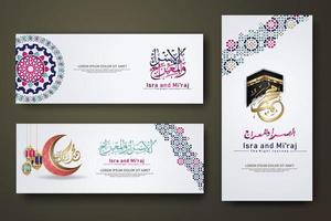 al-isra wal mi'raj profeten muhammed kalligrafi set banner mall vektor