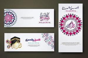 al-isra wal mi'raj profeten muhammed kalligrafi set banner mall vektor