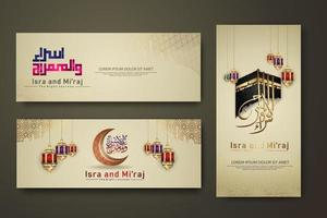 al-isra wal mi'raj profeten muhammed kalligrafi set banner mall vektor